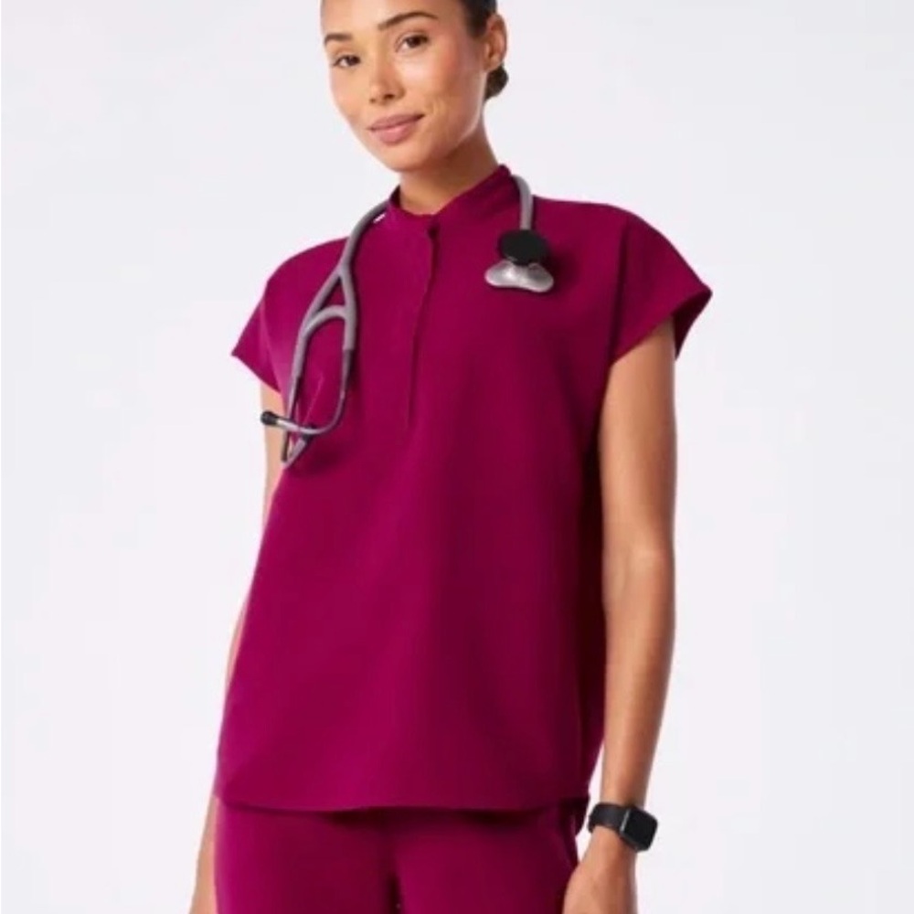 Figs Rafaela Dark Magenta Scrub Top